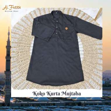 Kemeja Koko Ibrrahim Seragam Hadroh Lengan 3/4 Pria Dewasa Katun Madinan Warna Pastel Casual Hitam L