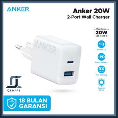 Anker Powerport Charger 20W 18W Dual Port USB Type A & C - A2348
