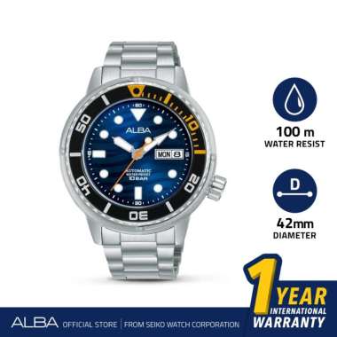 ALBA Jam Tangan Pria AL4341X1 Automatic Stainless Steel Silver Watch AL4341