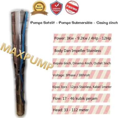 150QJ30-38/5-5.5SPA Mesin Pompa Air Satelit Submersible 6in 7.5HP Body Impeller Stainless