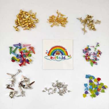 1 Biji Paku Belah Besi Paper Fastener 1 pcs Paku Belah Besi Pengikat Kertas Bentuk Star Emas 8x10mm