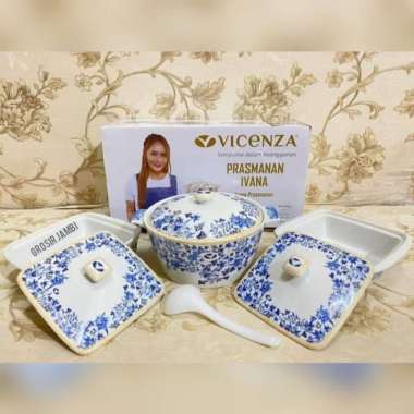 [instant langsung kirim gojek]Prasmanan vicenza ivana 1 set isi 3/keramik vicenza/prasmanan biru/wad