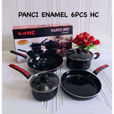 Panci set enamel HC (6 pcs) Teball/kuali set /kwali set/panci kado/gift wedding/kado pernikahan/panc