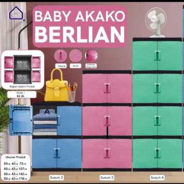 LEMARI PLASTIK AKAKO MINI/CABINET MINIMALIS BUFET/BABY AKAKO BERLIAN Multicolor