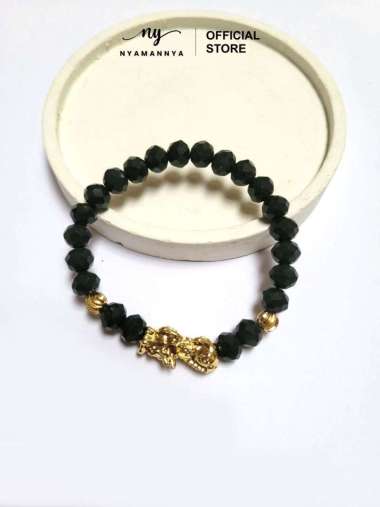Nyamannya - Gelang Naga Emas Kristal Hitam Xuping Perhiasan Pixiu Safira Series