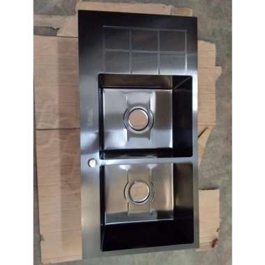 SINK / BCP 2 Lbg Stainless Steel Ameritech + Meja Samping -Luar Medan - SATIN SERIES Nano Black Seri