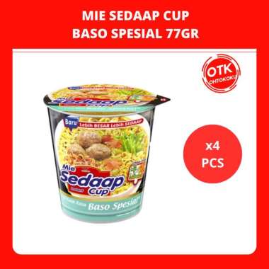 SEDAAP Mie Instan Cup Bakso Spesial 77gr X4pcs
