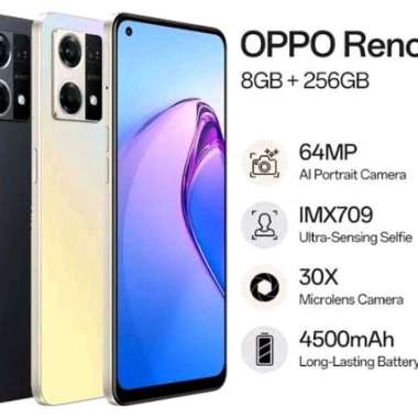 OPPO Reno 8 8GB/256GB - AMOLED - Qualcomm SM6225 Snapdragon 680 4G - Reno8 4G - Garansi Resmi OPPO Indonesia Black
