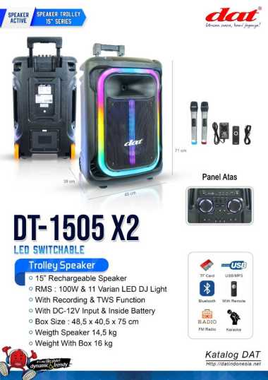 SPEAKER TROLLEY DAT UKURAN 15 INCH DT1505X2 GARANSI RESMI (MEDAN)