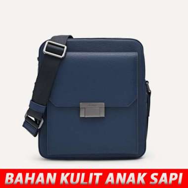 PM002 TAS PRIA SELEMPANG PEDRO SLING BAG ORIGINAL KULIT ASLI ORI BIRU NAVY BLUE