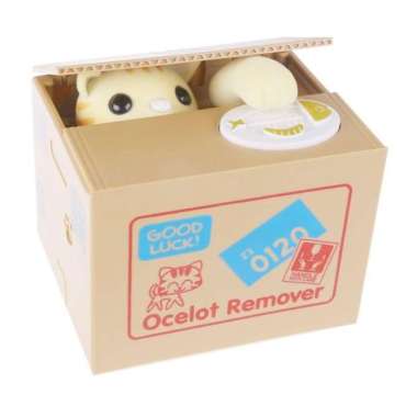 Celengan Koin Kucing Lucu Stealing Money Piggy Bank Celengan Unik
