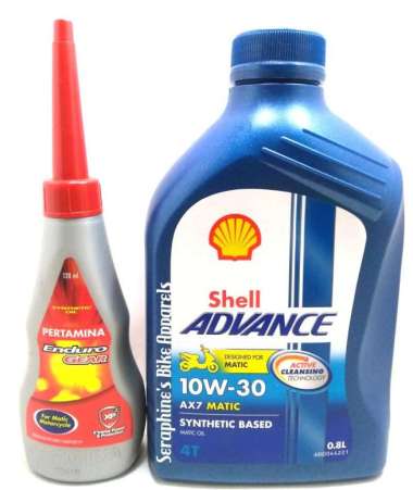 PAKET OLI SHELL ADVANCE SCOOTER AX7 10W30 + OLI ENDURO |SEMUA MATIC OK