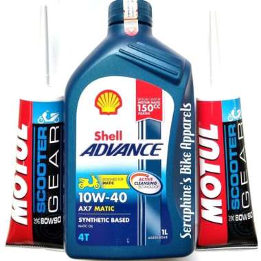 PAKET SHELL ADVANCE AX7 MATIC 10W40 1L + OLI GEAR MOTUL|NMAX AEROX PCX