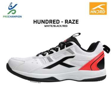 Sepatu Badminton Hundred Raze White Black Red 36