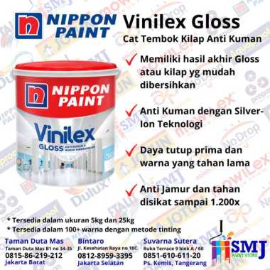 CAT TEMBOK VINILEX GLOSS -2,5L- ANTI-KUMAN, NIPPON PAINT Custom Sedang