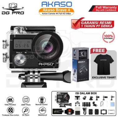 Akaso Brave 4 New Version Action Cam Camera Wifi 4K Waterproof + Remote Original UNIT + MIC