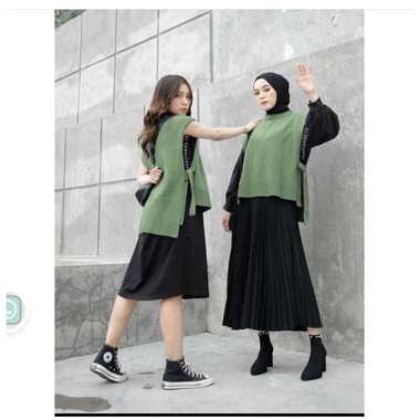 ZS Soya Vest Rompi Rajut Oversize Knite Premium - Outer Knit Halus dengan Tali XXL Mint