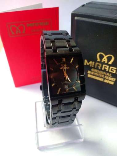 JAM TANGAN MIRAGE 7908 WANITA FULL BLACK ORIGINAL