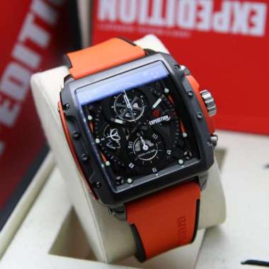 JAM TANGAN PRIA EXPEDITION E 6811 E6811 RUBBER ORIGINAL BLACK ORANGE