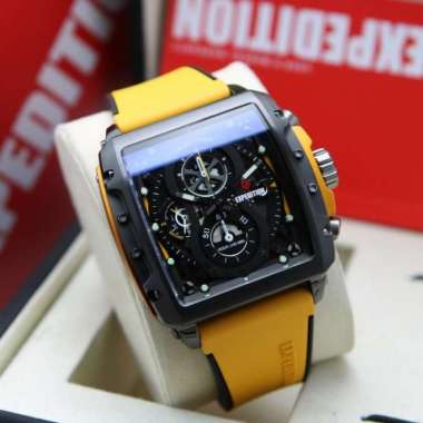 JAM TANGAN PRIA EXPEDITION E 6811 E6811 RUBBER ORIGINAL BLACK YELLOW