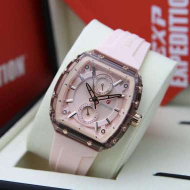 JAM TANGAN WANITA EXPEDITION E 6814 E6814 PINK PEACH RUBBER ORIGINAL