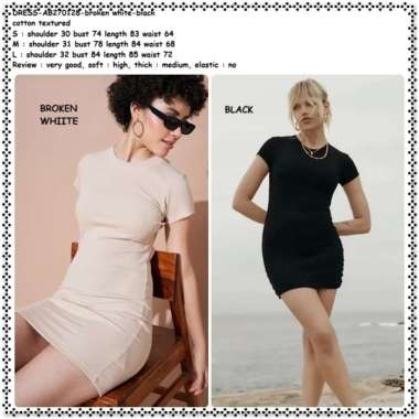 AB270128 Sexy Mini Dress Bodycon Pesta Wanita Korea Import Hitam Black Cream