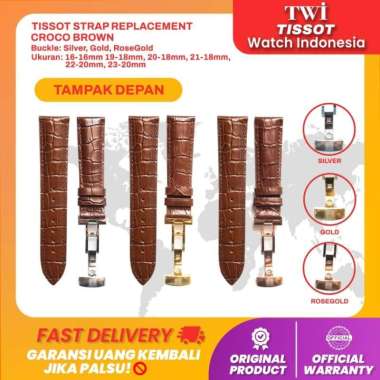 Leather Strap Watchband Tali Kulit Jam Tangan Tissot 1853 20mm 18mm 18-16mm Gold Buckle