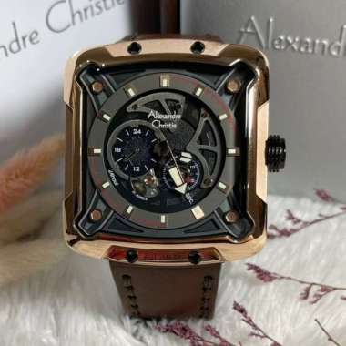 Original 100%!! Alexandre Christie Pria AC 3030 / AC3030 Automatic Leather - Full Black Garansi Resm