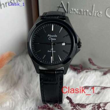 Original 100%!! Alexandre Christie Wanita AC 1026 / AC1026 Kulit Full Black Garansi Resmi 1 tahun