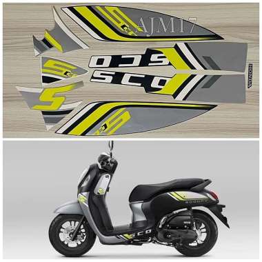 Striping Honda Scoopy Sporty 2022-2023 - Stiker Lis Motor Model Standar Hitam-Silver