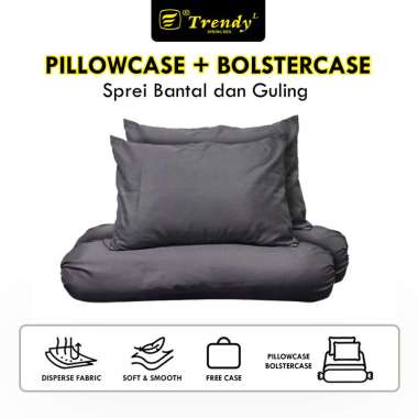 Trendy Sarung Bantal & Guling Abu-Abu (Kain Disperse) 1 Bantal Guling