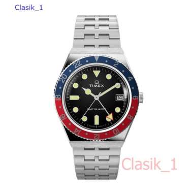 Q Timex TW2V38000 Jam Tangan Pria Quartz GMT Stainless Steel 38mm