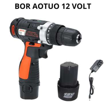 Mesin Bor Portable 12 V Bor Aotuo dengan 2 Buah Baterai