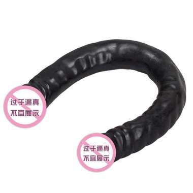 alat kesehatan bantu seksi Didlo lembut berkepala dua - besar siap-hitam