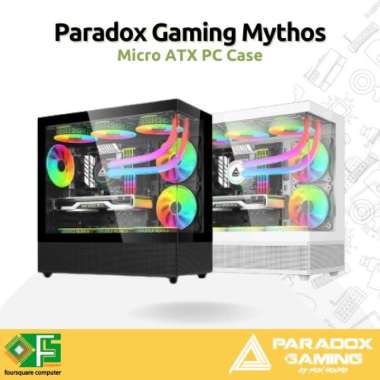 Paradox Gaming Mythos Black & White Casing PC M-ATX | CPU PC Case Gaming Hitam