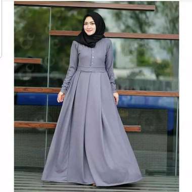 Gamis Maura Dress Maxi Wanita PREMIUM BERKUALITAS Abu