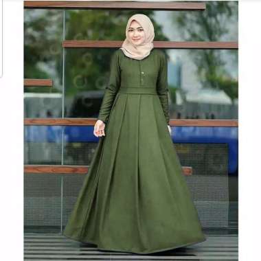 Gamis Maura Dress Maxi Wanita PREMIUM BERKUALITAS Hijau Army