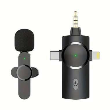 Wireless Microphone 3 in 1 Clip On Mic For Iphone Lightning Type C Aux 1 Mic