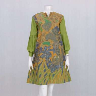 TUNIK BAJU KERJA BATIK CEMPAKA AYU 01 | DRESS BATIK BUSUI LANGITJUA BATIK SOLO XXXL hijau ilalang