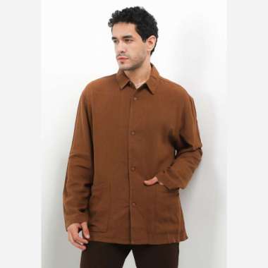 Hush Puppies Jaket Pria Linen Kimoto Brown Brown L