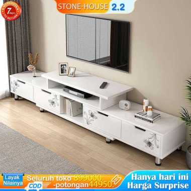 Meja Tv Rak Tv Minimalis Kayu 180cm 140CM:Putih