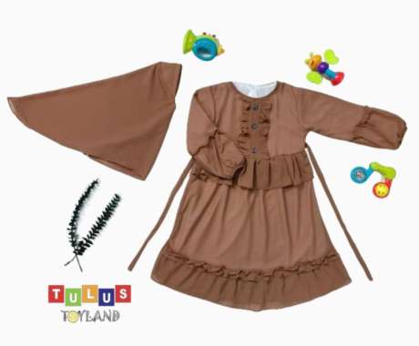 Gamis Anak Cewe Rempel Set Hijab Cantik Busana Muslim Baju Lebaran Anak Perempuan Murah Coksu