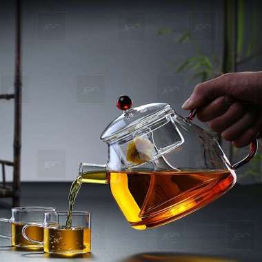 Jen Teko Kaca Glass Teapot Teapot Infuser Terompet 1250Ml