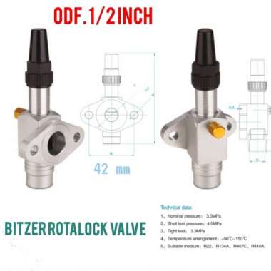 Kran Rotalock Valve Bitzer 1/2 Inch untuk compressor bitzer/copeland