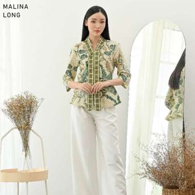Evercloth Malina Long Atasan Batik Wanita Batik Lengan Panjang Batik Jumbo