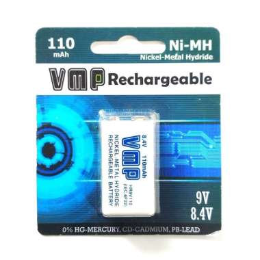 Battery 9V Charge VMP 110mAh Rechargeable 9Volt