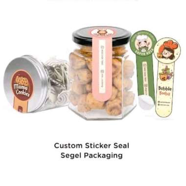 Print Cetak Stiker MURAH Custom Segel, Seal Toples Botol Ukuran 4x11cm