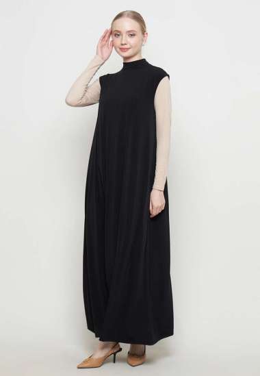 Sleeveless Turtleneck Abaya Inner Dress / Inner Dress / Inner Dress Lengan Kutung L Black