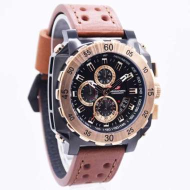 Jam Tangan Pria Chronoforce 5221 Leather Kulit Original Garansi Resmi hitam rose