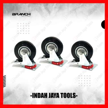 Roda KARET HITAM 6 Inch HIDUP MATI REM Troli Kastor Caster Trolley REM